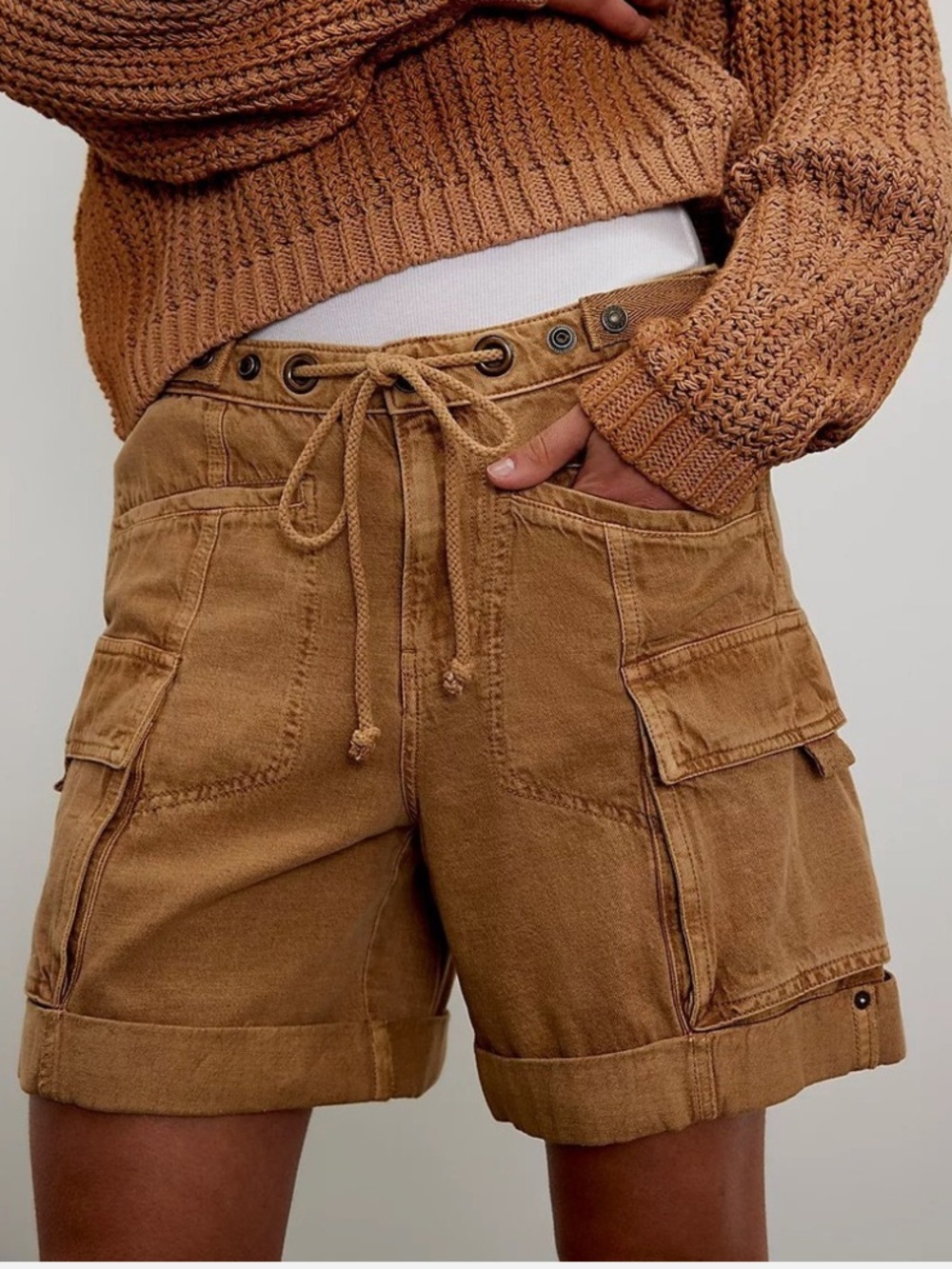 Free People Frankie Washed Shorts Low-Waisted Cargo Lightweight Casual S